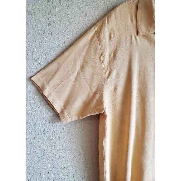 TOMMY BAHAMA Men's L SILK Shirt Hawaiian Palms Orange Button Up Chest 44" - Picture 4 of 6